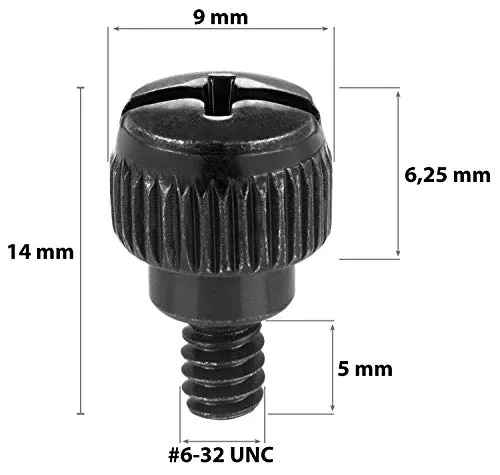 Poppstar Rändelschrauben #6-32 x 6mm PC-Gehäuseschrauben 25 Stück schwarz