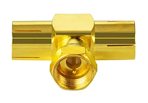 Poppstar T-Stück Adapter F auf IEC 2er Set vergoldet
