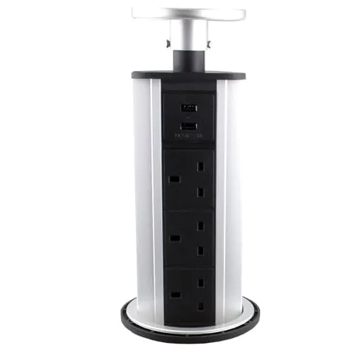 Kenable Versenkbare Einbausteckdose 3-fach UK + 2x USB