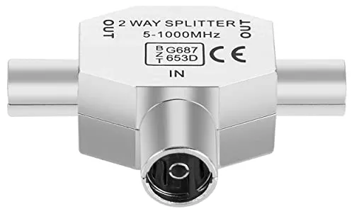Poppstar T-Stück Antennenverteiler 2-fach Silber IEC