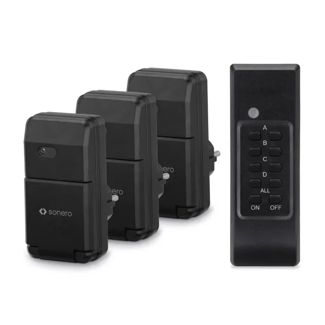 Sonero S-RCS303 Funksteckdosen Set 3er Outdoor schwarz