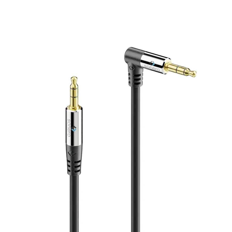 Sonero Premium Audiokabel 3,5mm Klinke 2m schwarz 90° Winkel