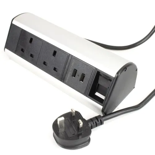 Kenable PDU Einbau-Steckdose 2x UK USB RJ45 Tisch schwarz